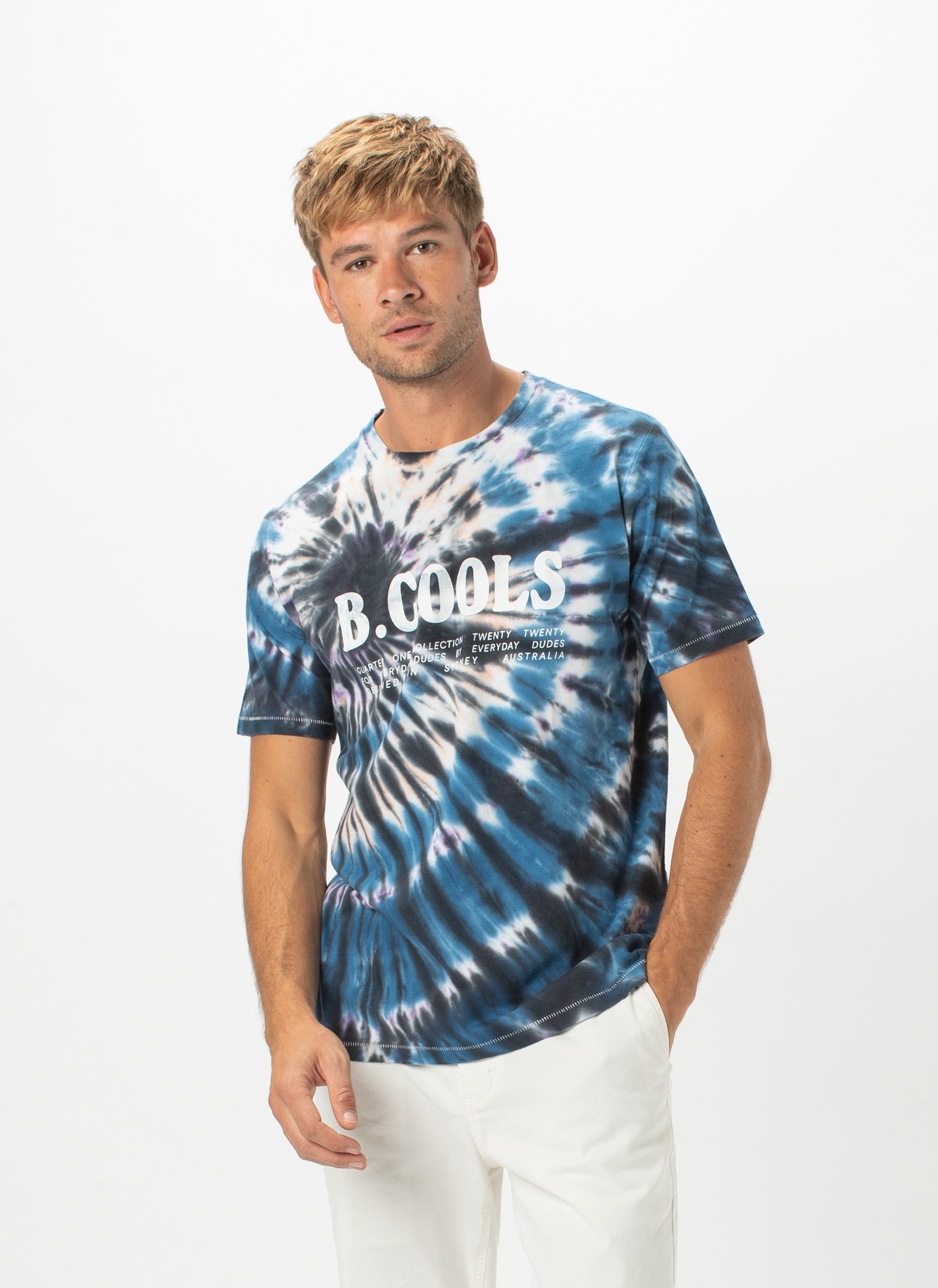 Tie Dye B Cools T Shirt Crew Sweatshirt Marine Tie Dye – Barney Cools