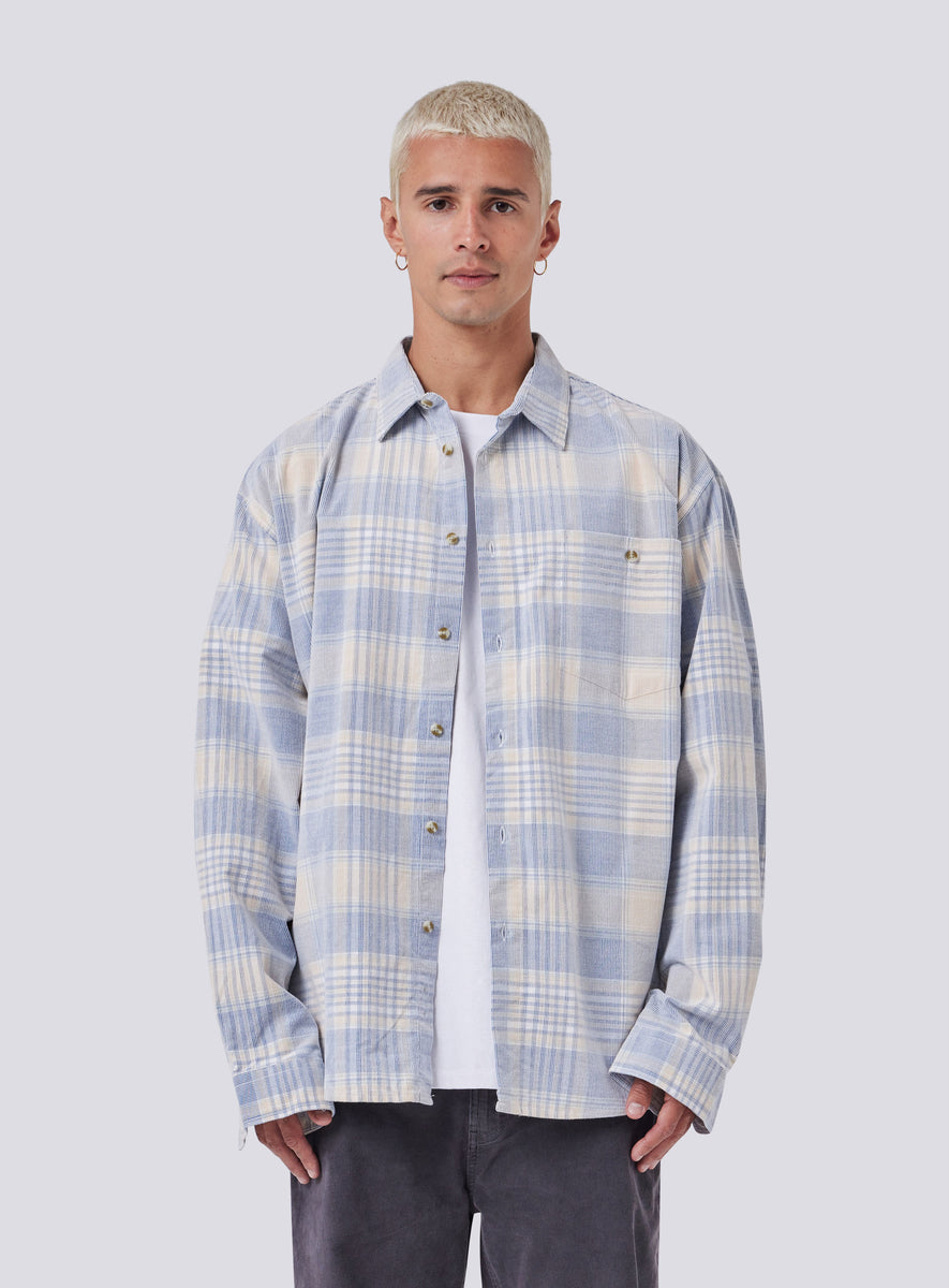 Cabin 2.0 Shirt Blue Corduroy Plaid – Barney Cools